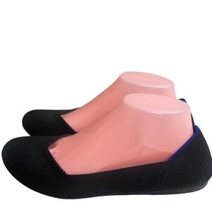 Rothys The Flat Womens 9 Solid Black Round Toe Knit Ballet Flats Slip On Shoes